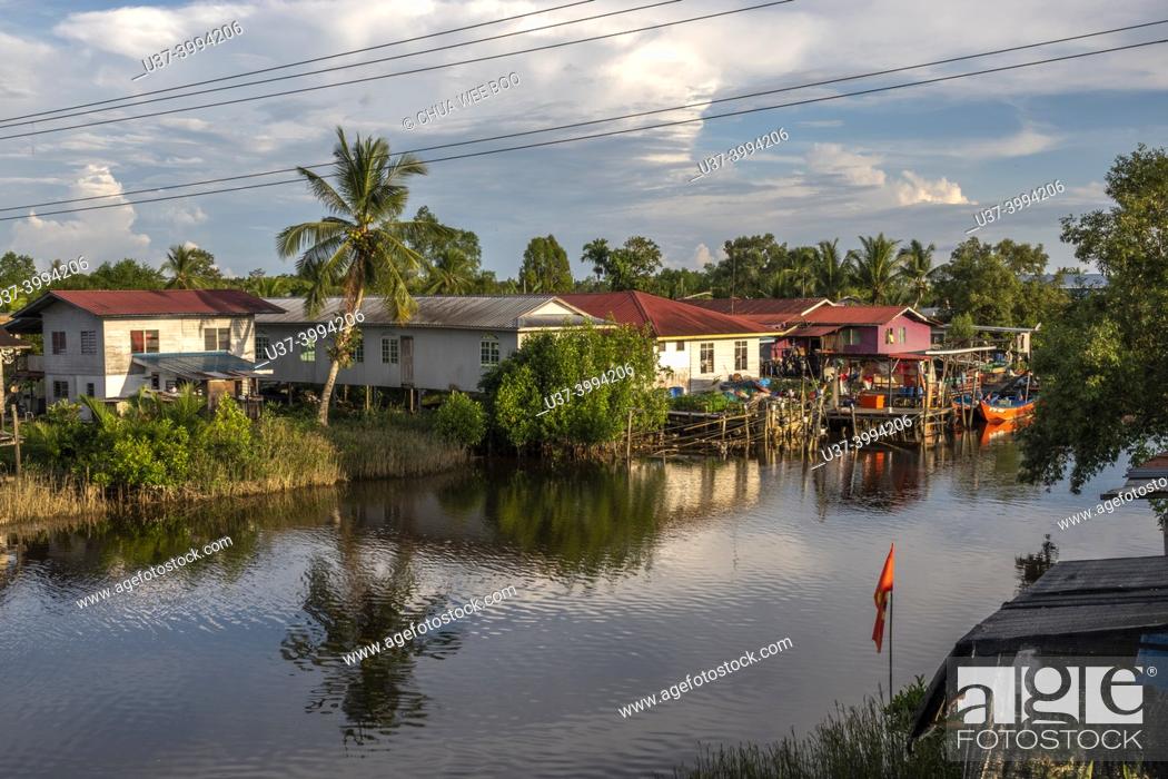 Stock Photo: Sungai (River)Tellian at Kampung Regei, Mukah, Sarawak, East Malaysia.