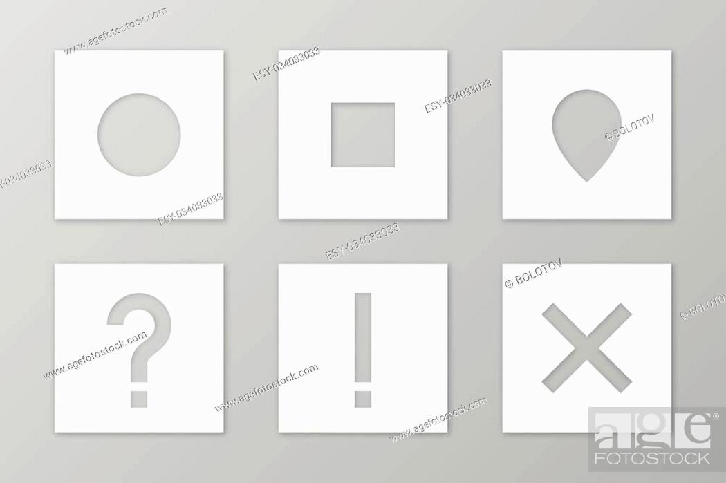 Stock Vector: Set of vector paper sheets with holes.