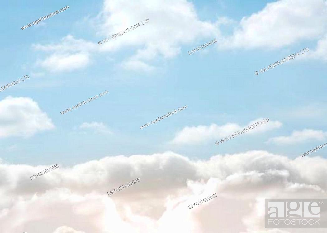Stock Photo: Clouds under a bright blue sky.