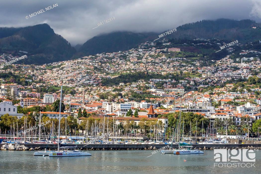 Stock Photo: Waterfront view in the heart of the capital city of Funchal, Madeira, Portugal, Atlantic, Europe.