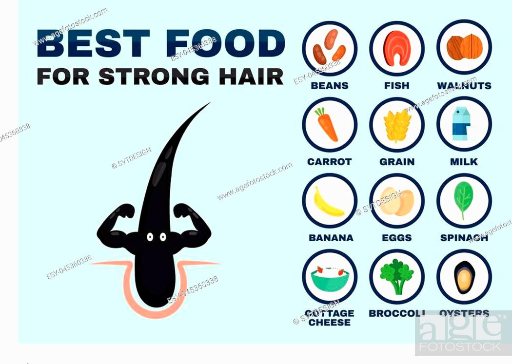 Best food for strong hair. Strong healthy hair character, Stock Vector,  Vector And Low Budget Royalty Free Image. Pic. ESY-045360338 | agefotostock
