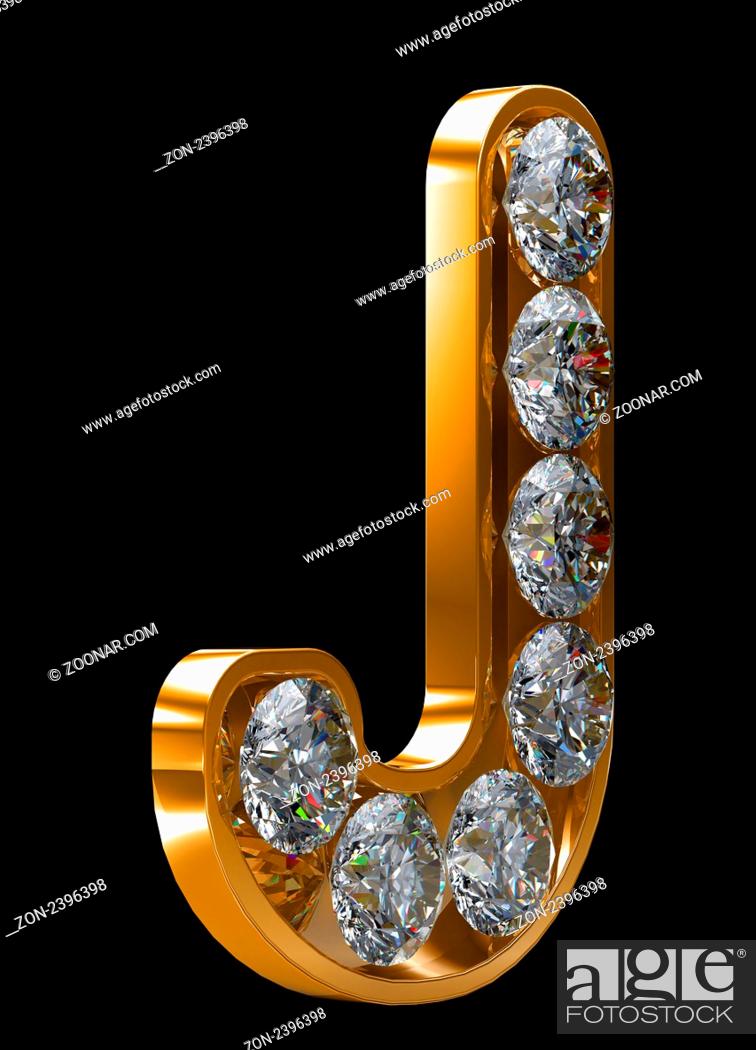 Golden J letter incrusted with diamonds. Other characters are in my  portfolio, Stock Photo, Picture And Rights Managed Image. Pic. ZON-2396398  | agefotostock