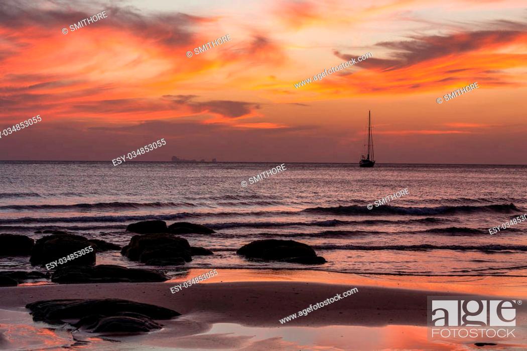 Stock Photo: Sunset on the Kantiang beach in Ko lanta island, Thailand.