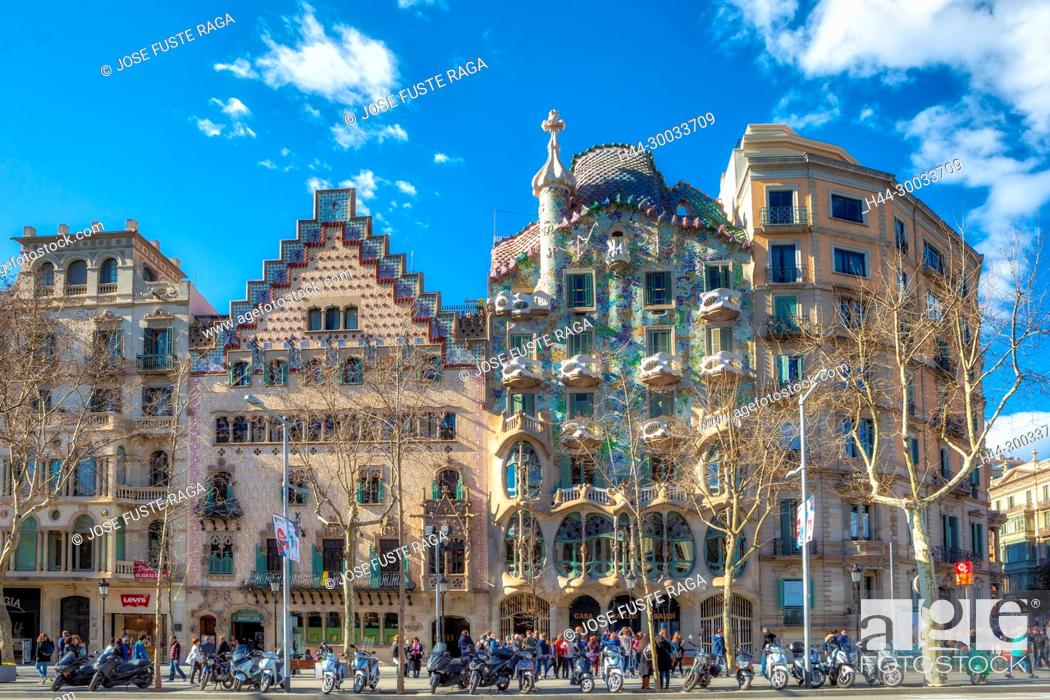 Stock Photo: Barcelona City, Casa Batllo (Batllo house), Gaudi architect, Spain.