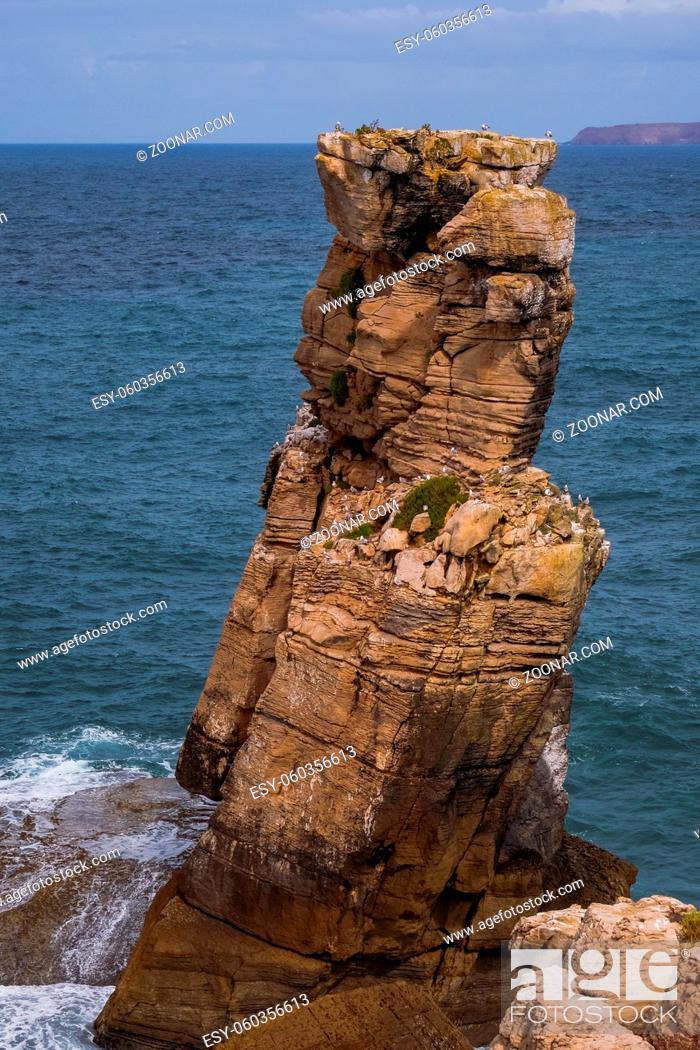 Stock Photo: Peniche, Portugal - Rock Formations on the Atlantic Ocean waters near.