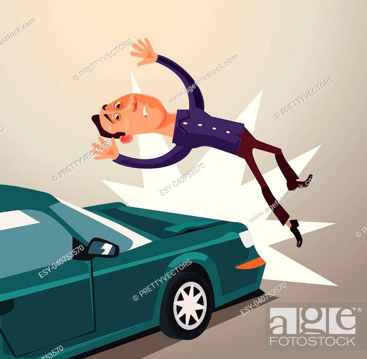 Drunk driver hit man by car. Road accident concept. Vector flat cartoon  illustration, Stock Vector, Vector And Low Budget Royalty Free Image. Pic.  ESY-040753570 | agefotostock
