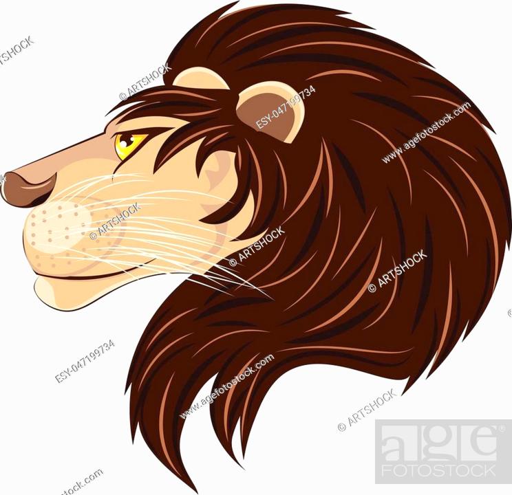 Cartoon illustration of a lion head with brown mane on white background,  Stock Vector, Vector And Low Budget Royalty Free Image. Pic. ESY-047199734  | agefotostock