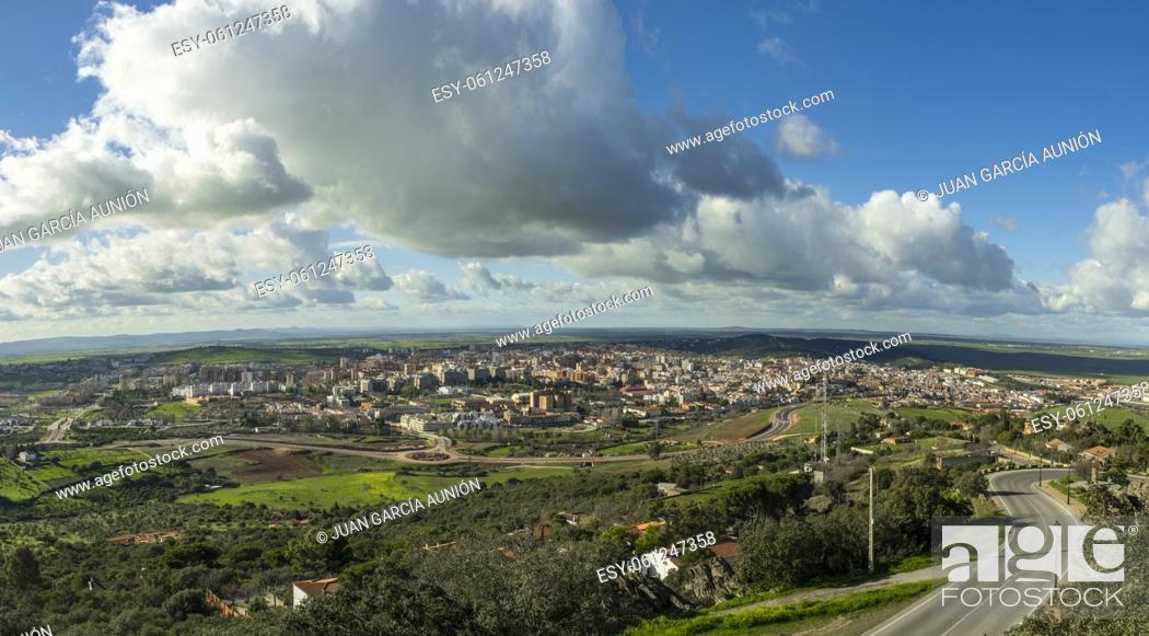 Stock Photo: Magnificent views over the Caceres City, Spain. Aerial view.