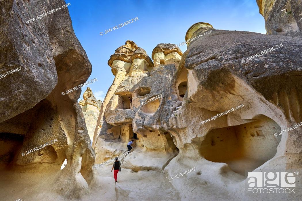 Stock Photo: Fairy Chimneys, Pasabag, near Zelve, Goreme, Cappadocia, Turkey.