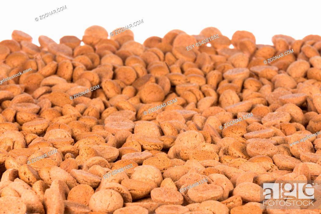 Stock Photo: Background of brown ginger nuts, typical Dutch sweets at Sinterklaas event in december.