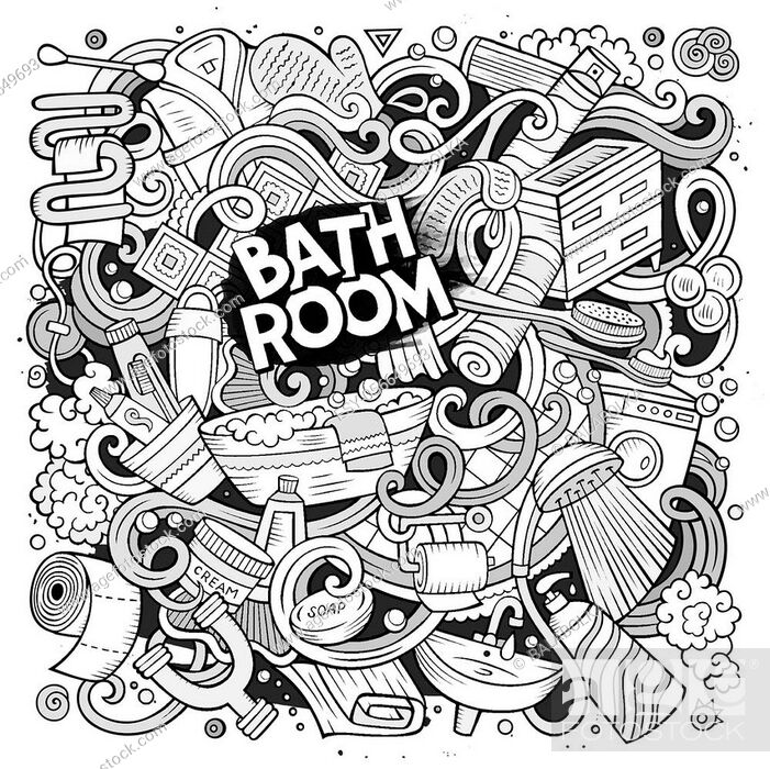 Cartoon cute doodles hand drawn Bathroom illustration. Line art detailed,  Stock Vector, Vector And Low Budget Royalty Free Image. Pic. ESY-056649693  | agefotostock