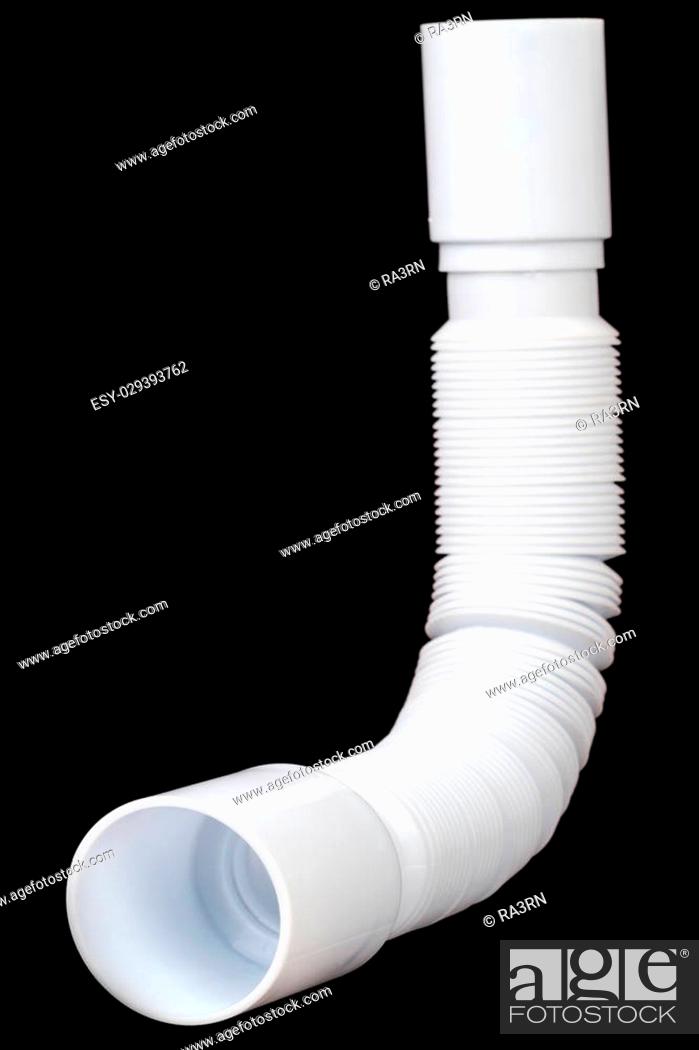 Stock Photo: Corrugated plastic pipe to siphon isolated on a black background.