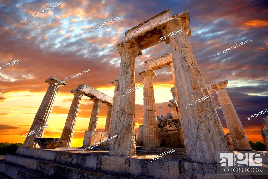 Stock Photo: The Greek Doric Temple of Aphaia 500BC  Aegina, Greek Saronic Islands.