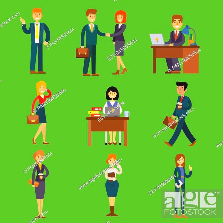 Business people vector characters sitting, meeting, search job candidates  cartoon characters office..., Stock Vector, Vector And Low Budget Royalty  Free Image. Pic. ESY-045005404 | agefotostock