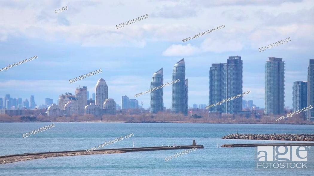 Stock Photo: View of Etobicoke new developments from Ontario place inToronto, Ontario.