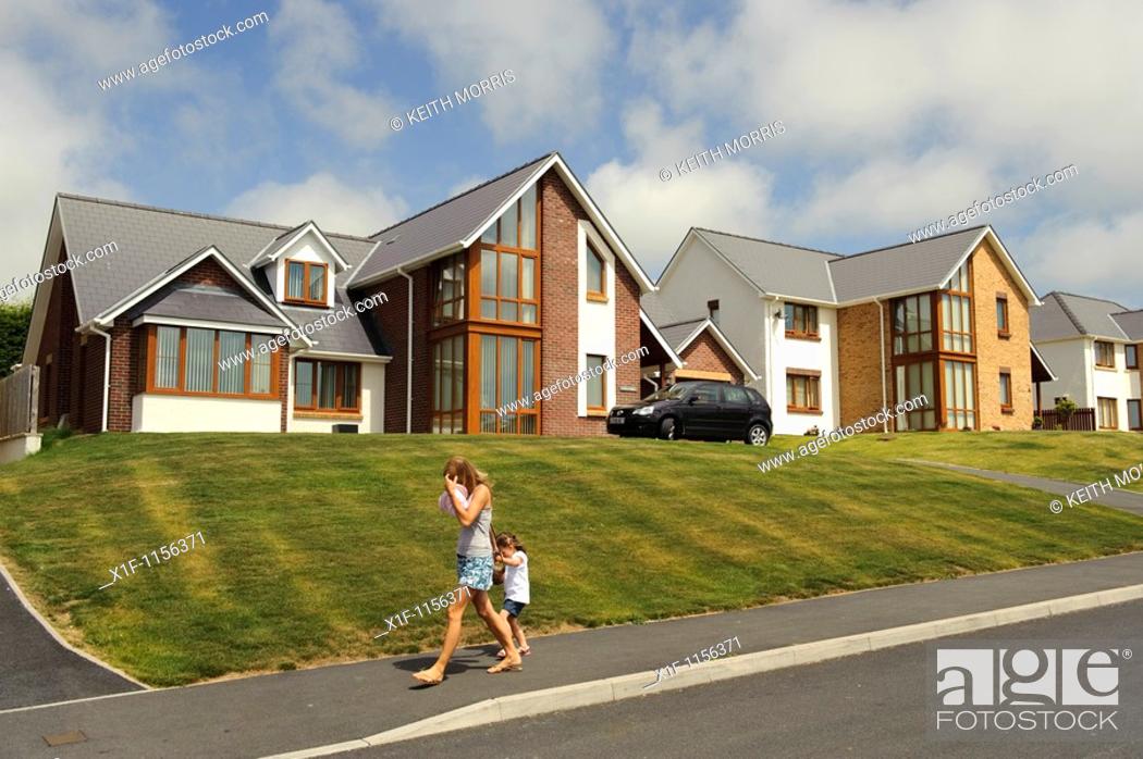 Stock Photo: Detached executive homes on a private housing estate, Aberystwyth Wales UK.