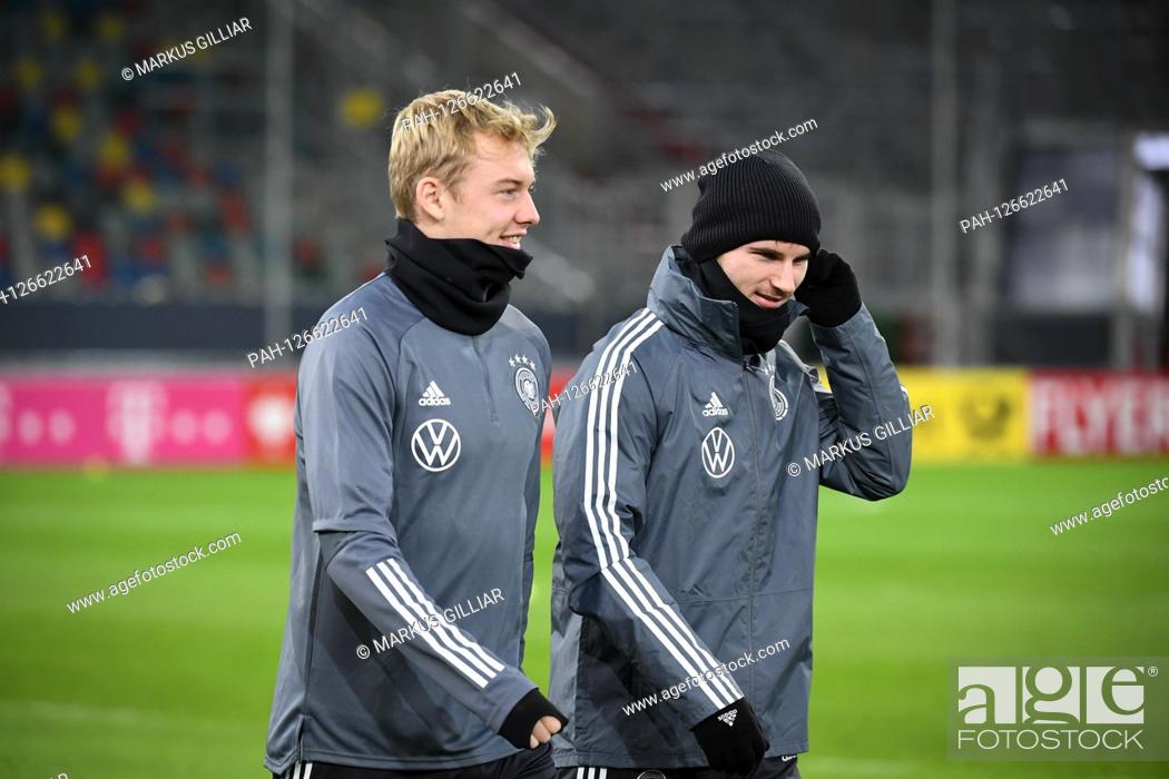 Stock Photo: left to right Julian Brandt (Germany), Timo Werner (Germany). GES / Fussball / EM qualification: Training of the German national team in Duesseldorf, 13.