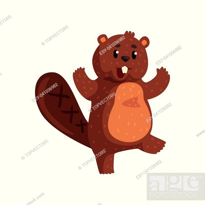 Surprised brown beaver with happy muzzle expression. Cartoon rodent with  shiny eyes, little ears, Stock Vector, Vector And Low Budget Royalty Free  Image. Pic. ESY-041036982 | agefotostock