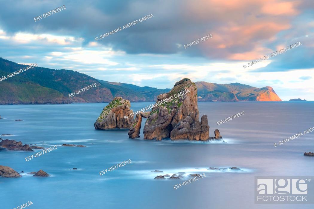 Stock Photo: landscape of coast in the Cantabrian Sea.