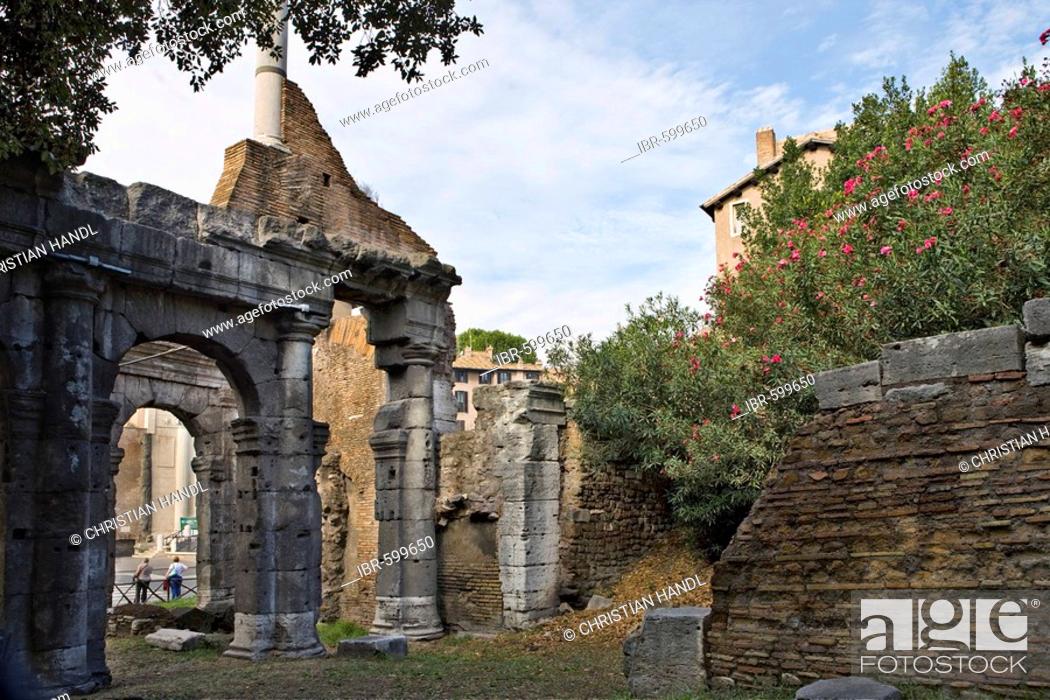Stock Photo: Porticus Triumphalis ruins on the Forum Holitorium, Rome, Italy, Europe.