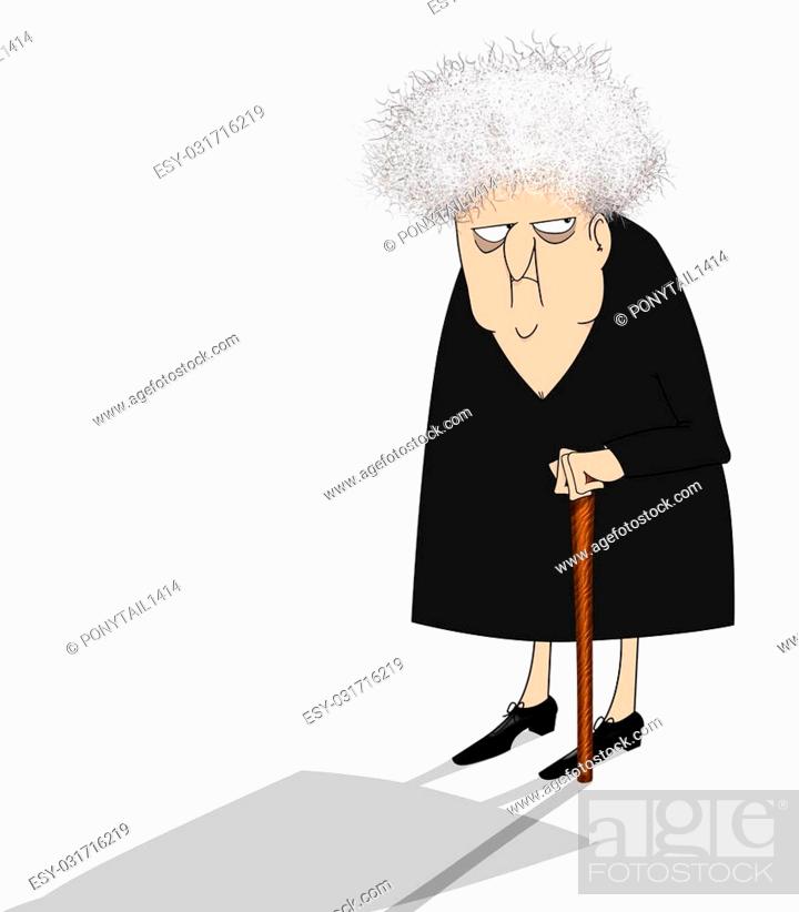 Funny cartoon of a crotchety old woman looking sideways, Stock Photo,  Picture And Low Budget Royalty Free Image. Pic. ESY-031716219 | agefotostock