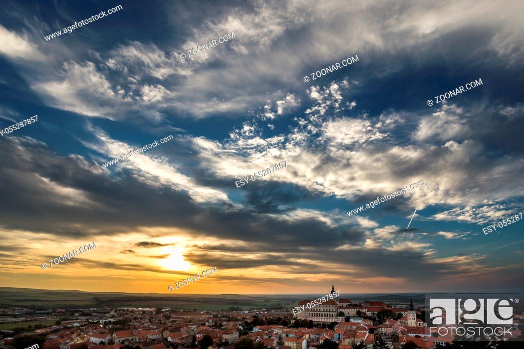 Stock Photo: Autumn colorful sky with clouds at sunset, photographed in the Czech Republic.