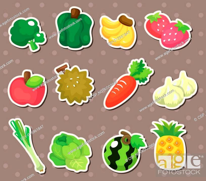 cartoon Fruits and Vegetables icon set, Stock Vector, Vector And Low Budget  Royalty Free Image. Pic. ESY-015961847 | agefotostock
