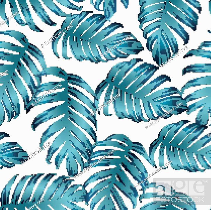 Palm Monstera Seamless Pattern. Indigo Tropical Summer Background, Stock  Vector, Vector And Low Budget Royalty Free Image. Pic. ESY-051291178 |  agefotostock