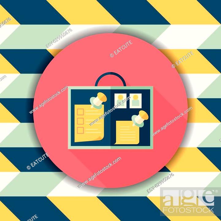 Stock Vector: message board flat icon with long shadow, eps10.
