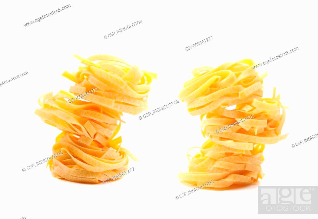 Stock Photo: Tagliatelle paglia e fieno tipycal italian pasta.