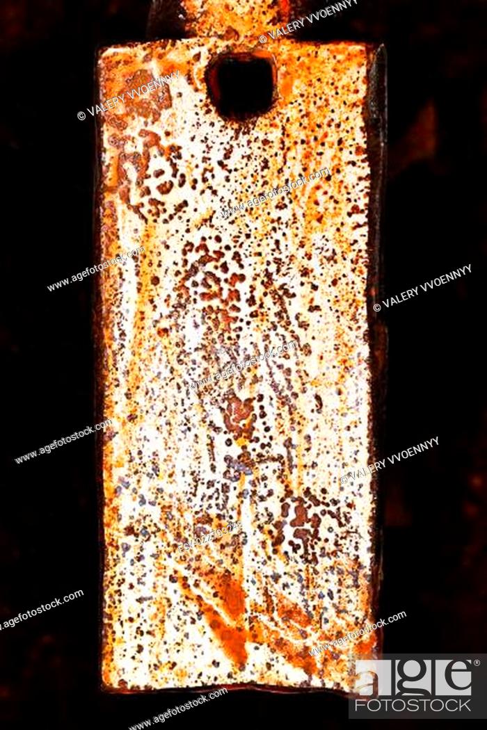 Stock Photo: rust stains on the polished metal surface.