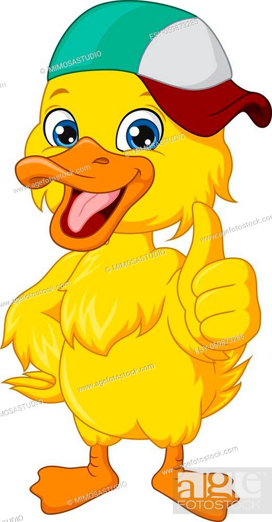 Vector illustration of Cute baby duck cartoon wearing hat give thumb up,  Stock Vector, Vector And Low Budget Royalty Free Image. Pic. ESY-059873285  | agefotostock