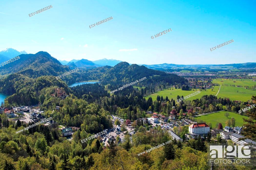 Stock Photo: Panoramic Southwest Bavaria scene on sunshine day, Germany.