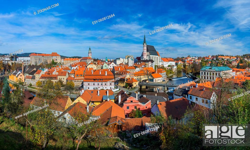 Stock Photo: Cesky Krumlov cityscape in Czech Republic - travel and architecture background.