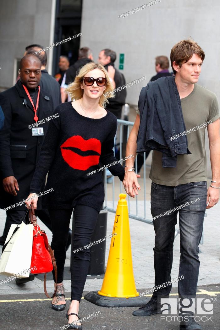 Stock Photo: Celebrities at BBC Radio 1 - Fearne Cotton with Jesse Wood leaving the BBC in Portland Place after hosting her morning show on Radio 1 on her birthday.
