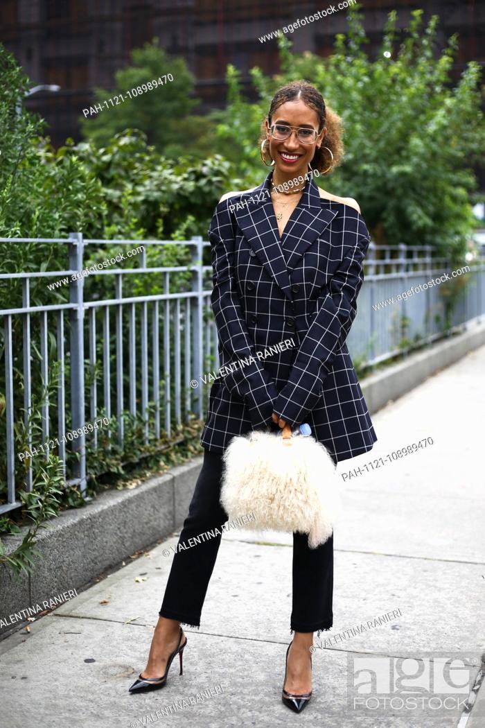 Stock Photo: Elaine Welteroth posing on the street during New York Fashion Week - Sept 11, 2018 - Photo: Runway Manhattan ***For Editorial Use Only?*** | usage worldwide.