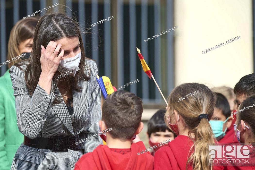 Stock Photo: Queen Letizia of Spain attend a Meeting with the Spanish educational community in Andorra during 2 day State visit to Principality of Andorra at Maria Moliner.