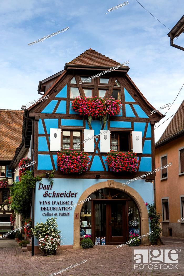 Stock Photo: Picturesque winery in Eguisheim, Alsace, France, Europe.