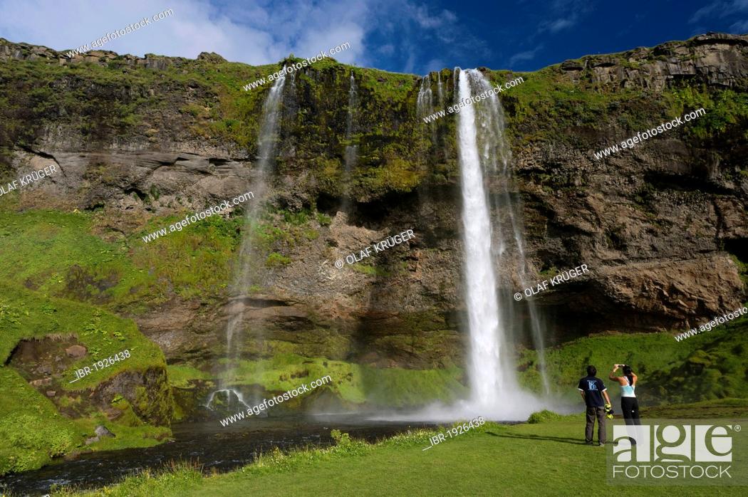 Stock Photo: Seljalandsfoss waterfall, southern Iceland, Europe.