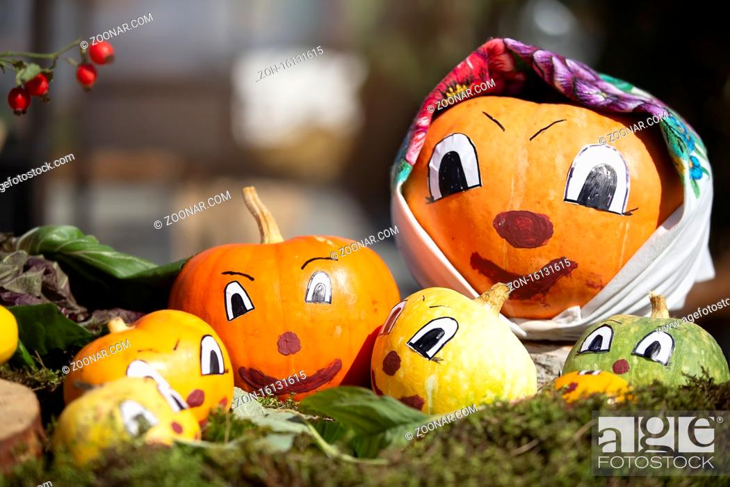 Stock Photo: Funny pumpkin with eyes for the holiday of halloween.
