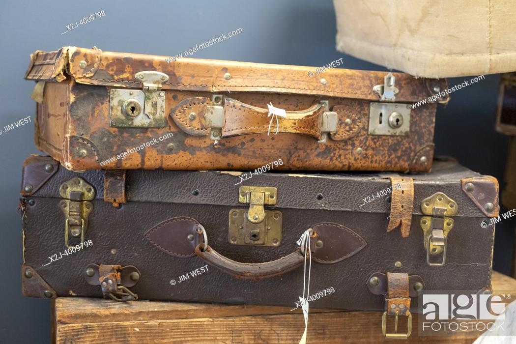 Stock Photo: Granada, Colorado - The Amache Museum near the World War 2 Amache Japanese internment camp displays suitcases that internees brought with them when evicted from.