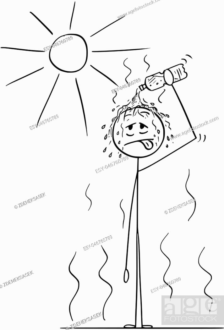 Cartoon stick drawing conceptual illustration of man standing on Sun in hot  summer weather or heat..., Stock Vector, Vector And Low Budget Royalty Free  Image. Pic. ESY-046760789 | agefotostock