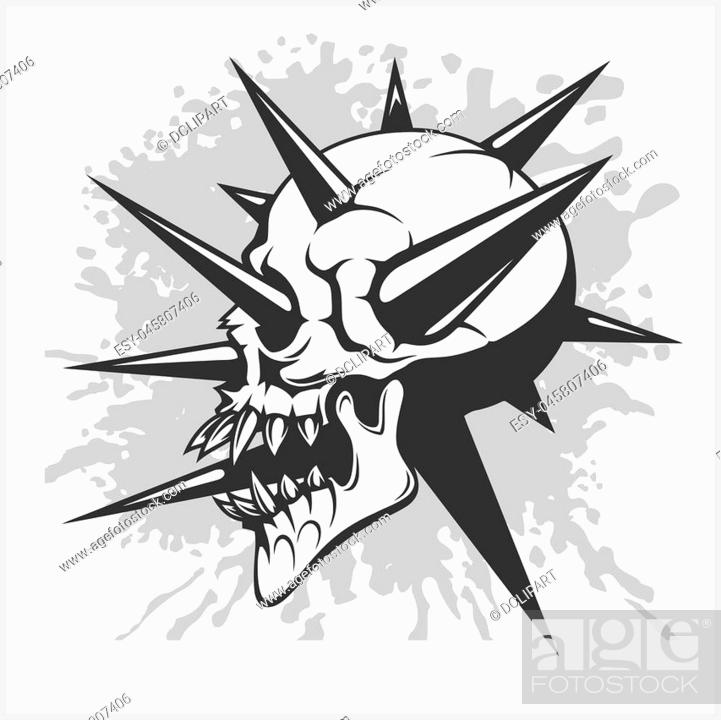 Skull tattoo and tribal design - isolated black on white, Stock Vector,  Vector And Low Budget Royalty Free Image. Pic. ESY-045807406 | agefotostock