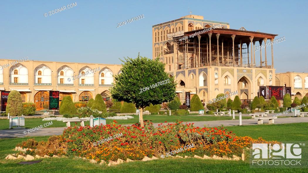Stock Photo: ISFAHAN, IRAN - OCTOBER 11, 2016: Ali Qapu Palace on Meydan-e Imam on October 11, 2016 in Isfahan, Iran.