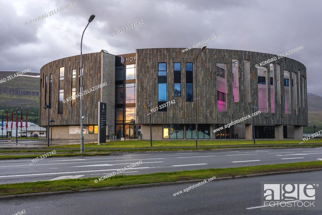 Stock Photo: Hof Cultural and Conference Center in Akureyri city, Capital of North Iceland.