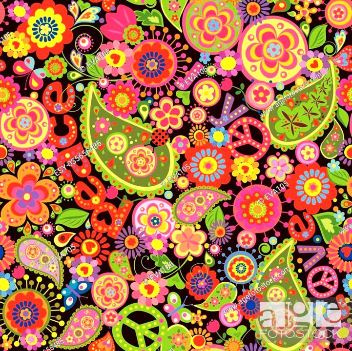 Hippie wallpaper with colorful flower