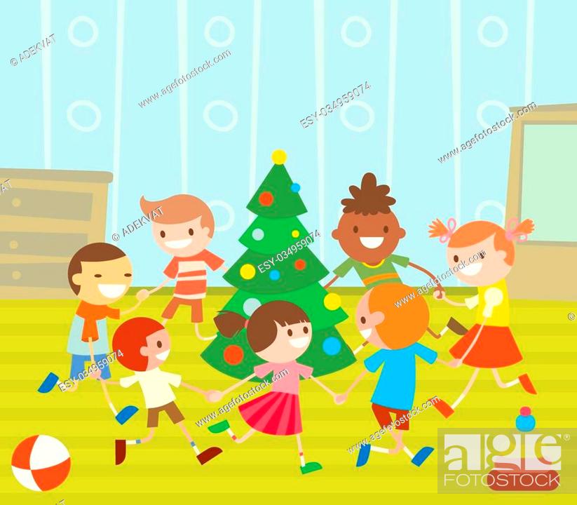 Children round dancing Christmas tree in baby club illustration, Stock  Vector, Vector And Low Budget Royalty Free Image. Pic. ESY-034959074 |  agefotostock