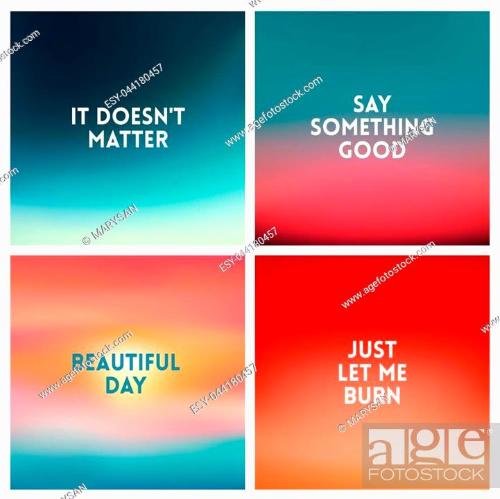 Stock Vector: Abstract vector multicolored blurred background set. 4 colors set. Square blurred pink backgrounds set - sky clouds sea ocean beach colors.