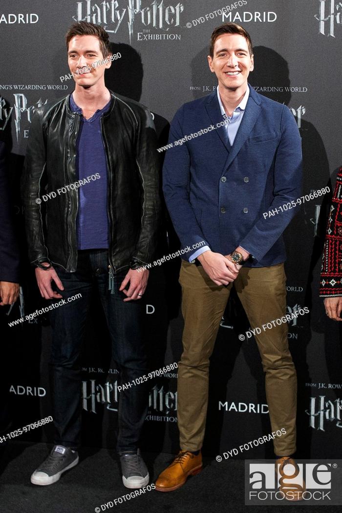 Stock Photo: James Phelps and Oliver Phelps at the Photocall for the exhibition' Harry Potter: The Exhibiton' in pavilion 1 at the Ifema exhibition centre.