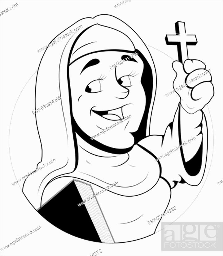 Creative Abstract Conceptual Drawing Art of Nun Character Vector  Illustration, Stock Vector, Vector And Low Budget Royalty Free Image. Pic.  ESY-034314255 | agefotostock